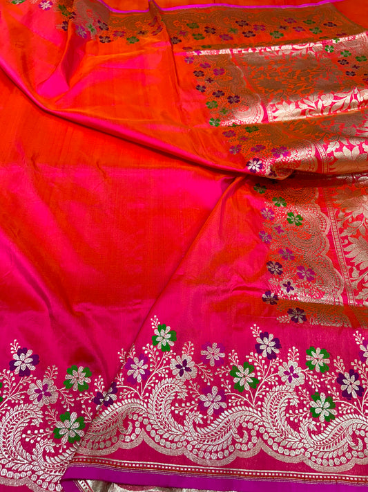Shaheen kadwa weaved silk saree katan silk saree women sari blouse Saffronfashionindia