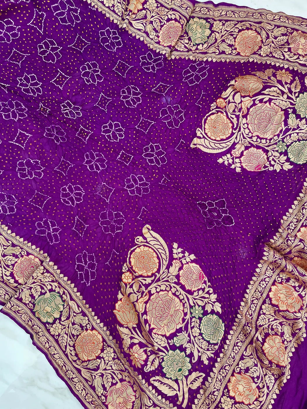 Bandhej dupatta Handlooms dupatta - Saffronfashionindia