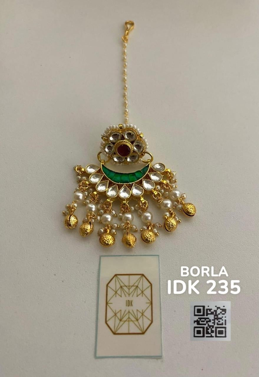 Elegant borla Kundan stone borla Indian jewellery SaffronFashion