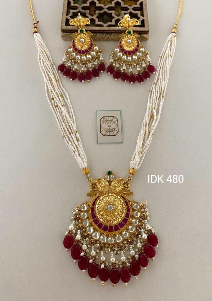 Pearl around Necklace Set Indowestern necklace Pakistani Necklace set - Saffronfashionindia