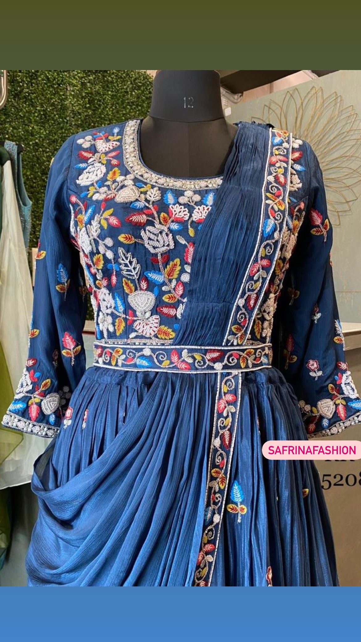 Beniz blue indowestern dress - Saffronfashionindia