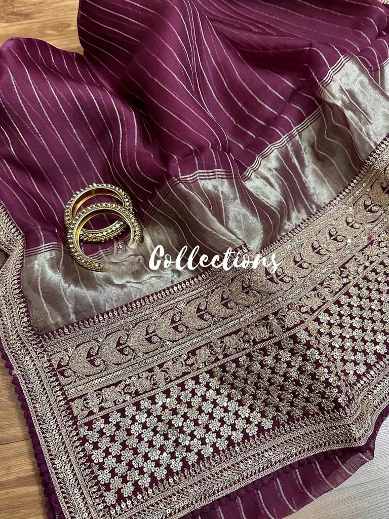 Vini organza silk saree zari saree - Saffronfashionindia