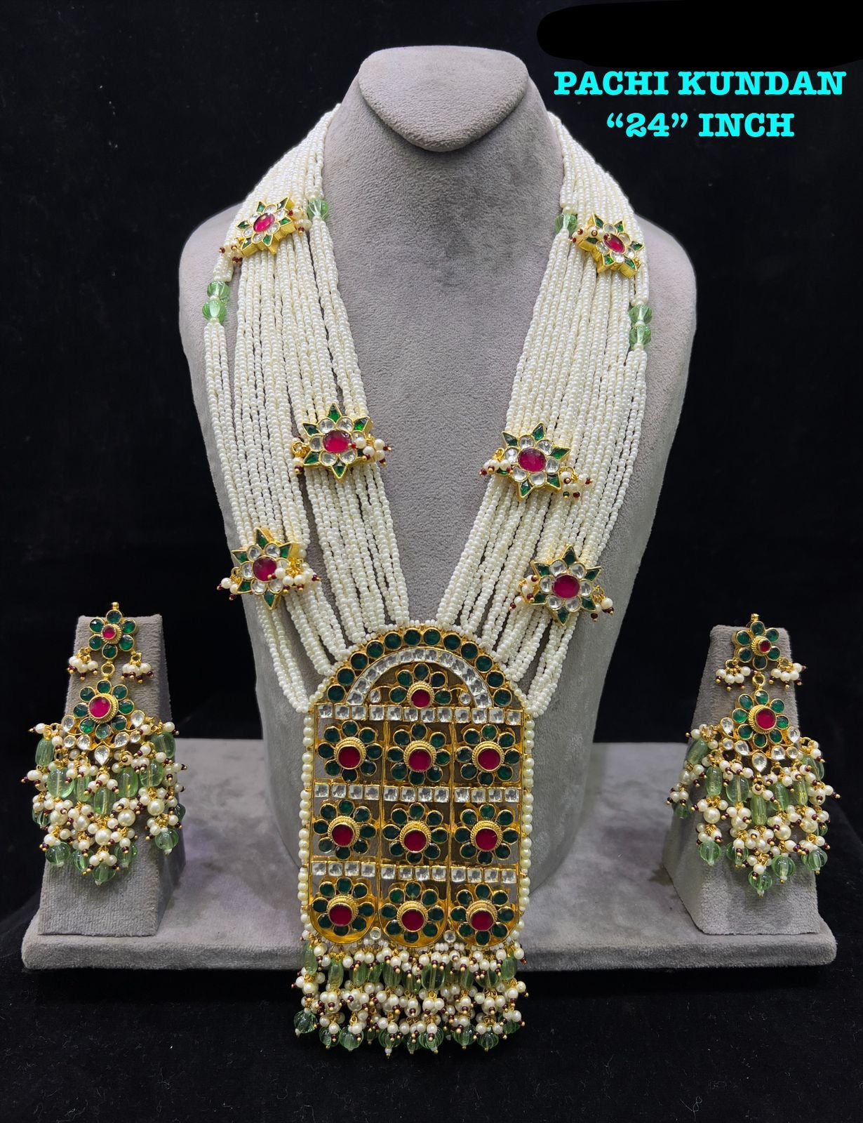 Murteeba pearl long Kundan necklace - Saffronfashionindia
