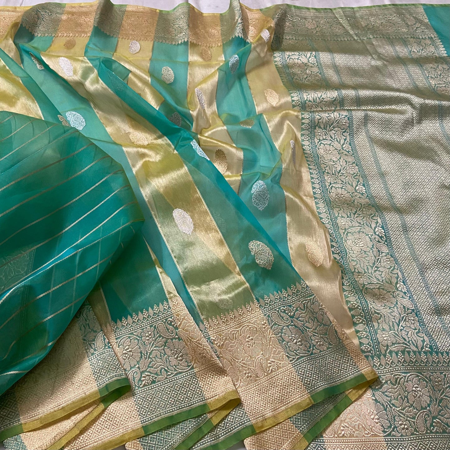 Rangkat tissue saree Banarsi sarees Indian saree blouse SaffronFashion