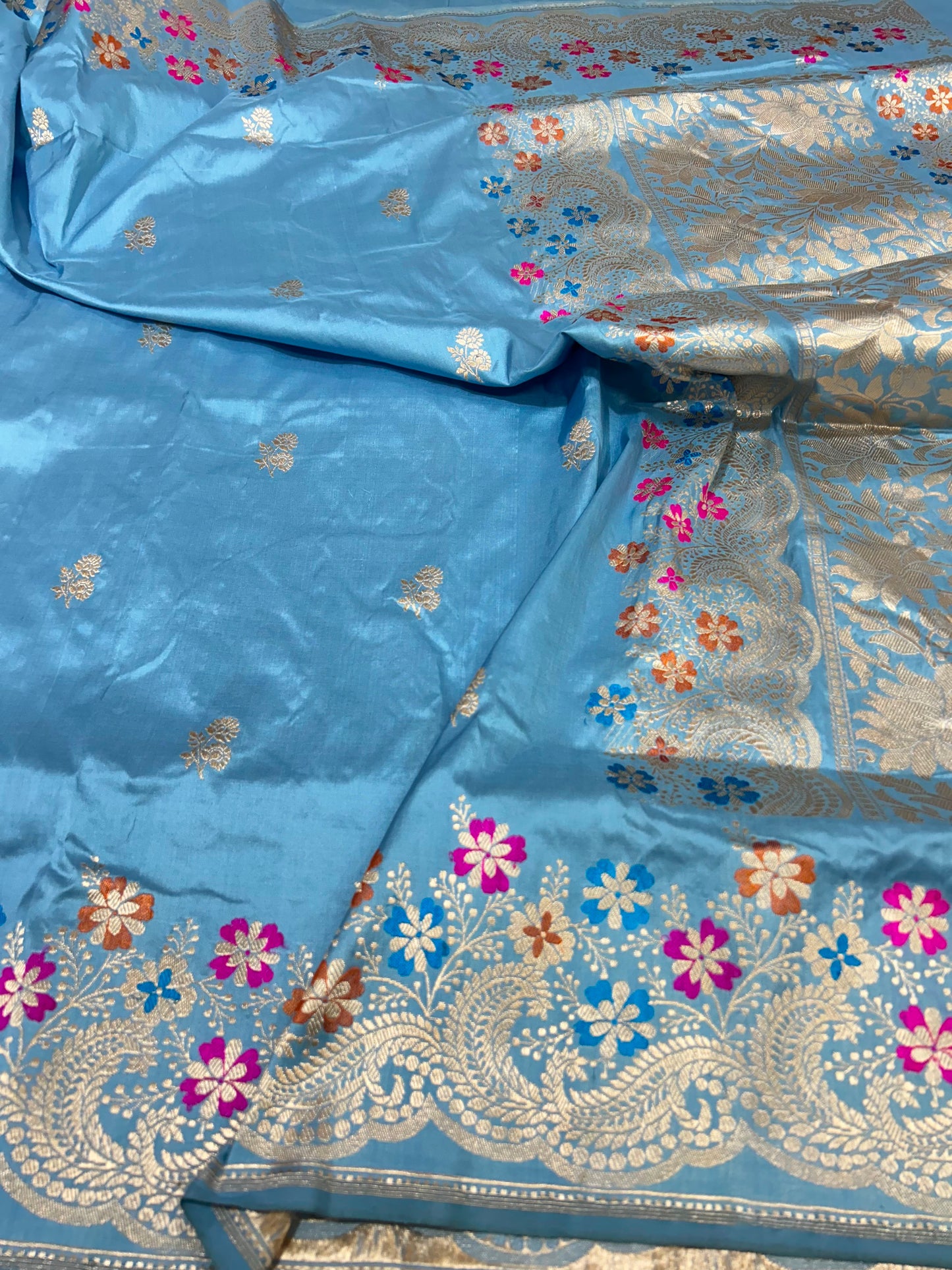 Shaheen kadwa weaved silk saree katan silk saree women sari blouse Saffronfashionindia