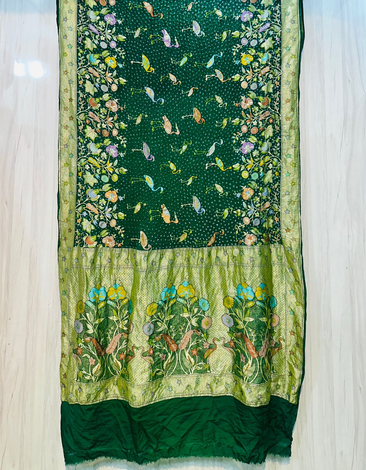 Green Banarsi dupatta Georgette dupatta - Saffronfashionindia