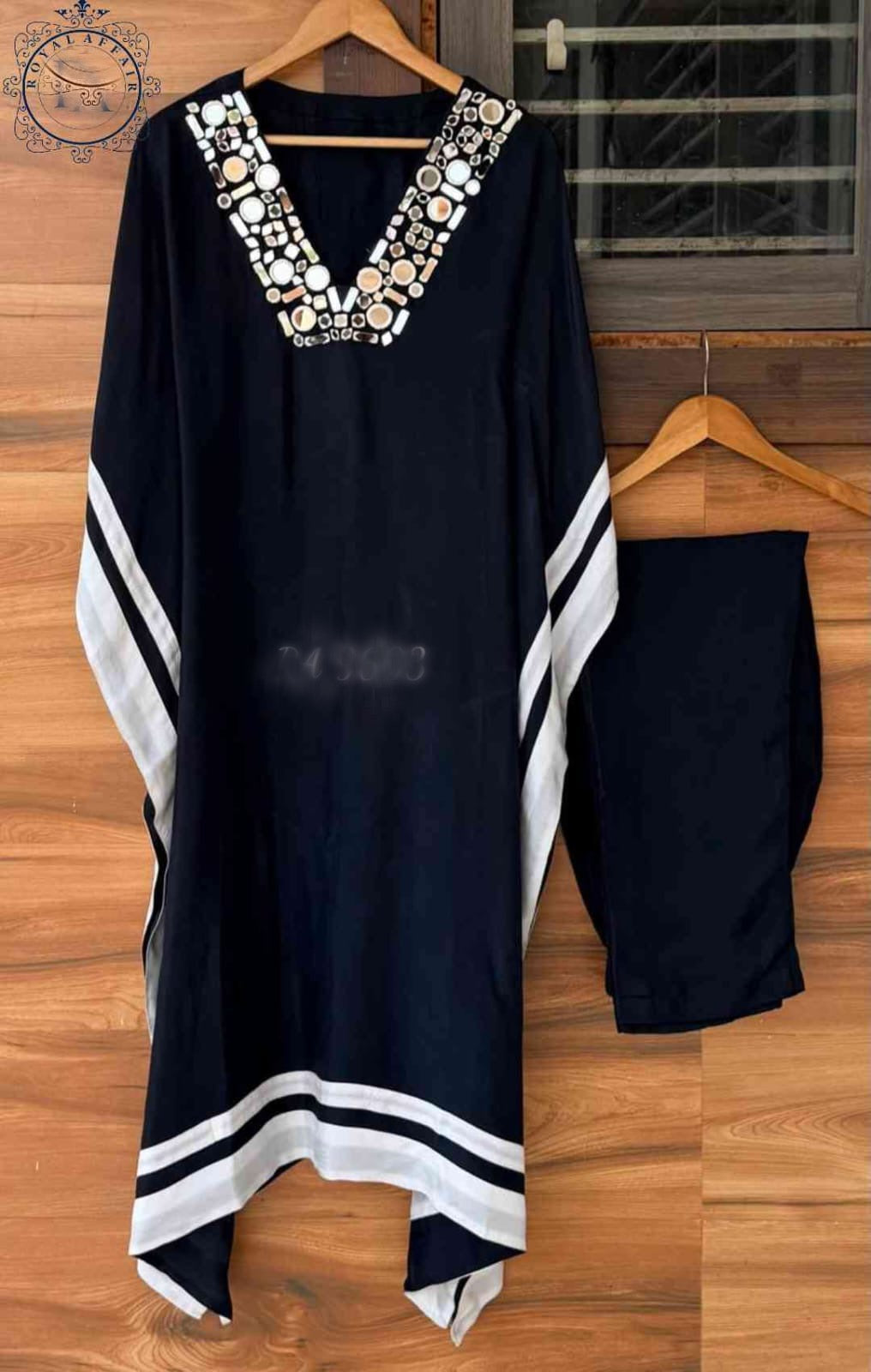 Black silk kaftan designer dress partywear kaftan SaffronFashion