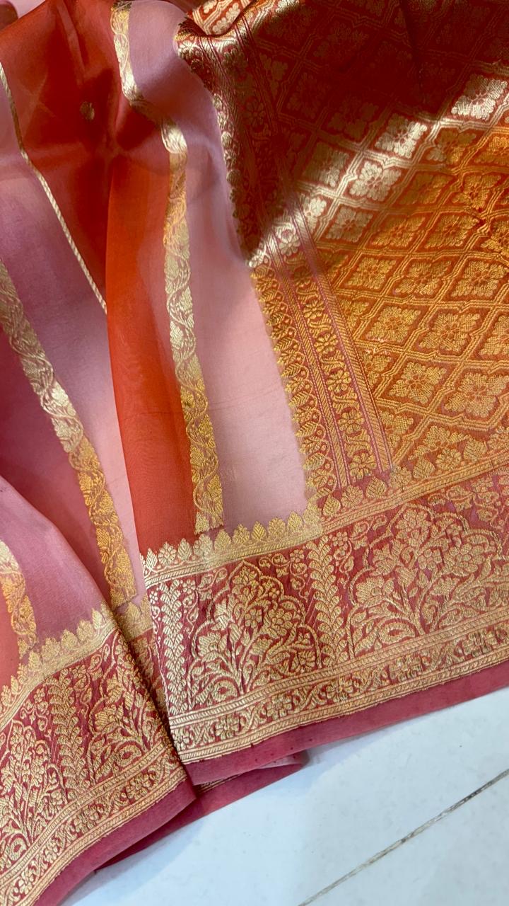 Handloom Kora saree organza saree women saree blouse SaffronFashion