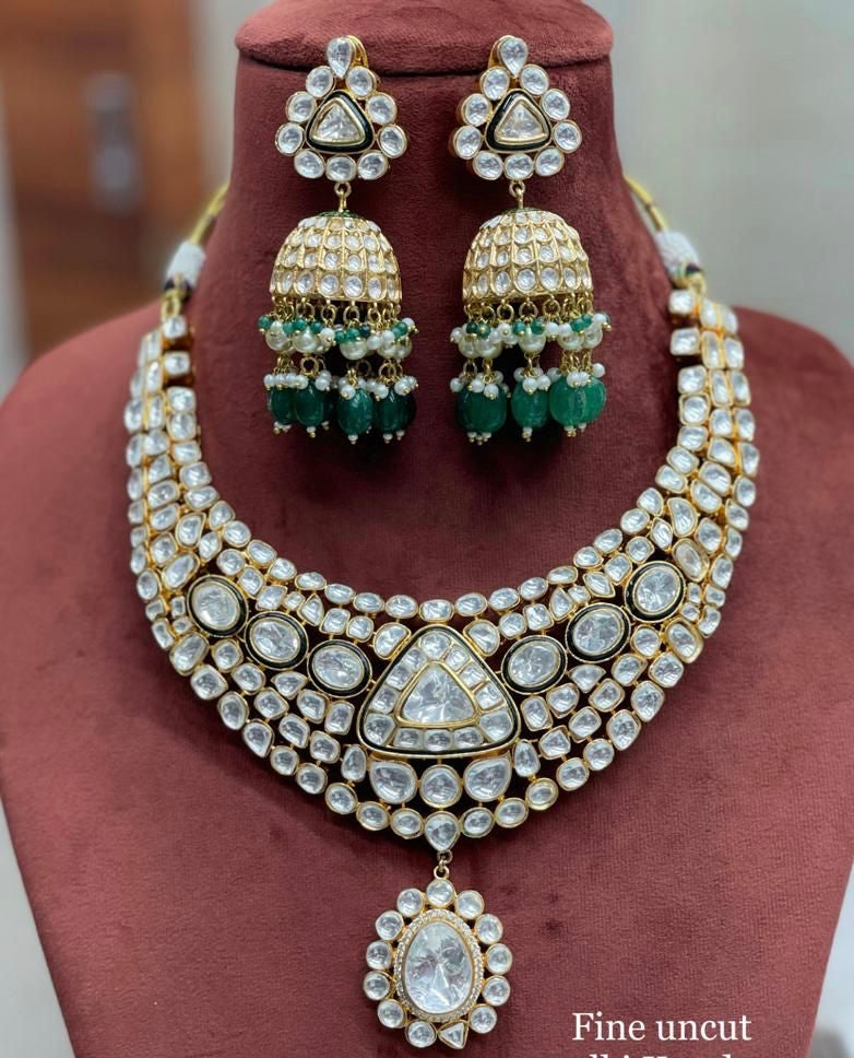 Rozika Kundan polki bridal wedding set - Saffronfashionindia