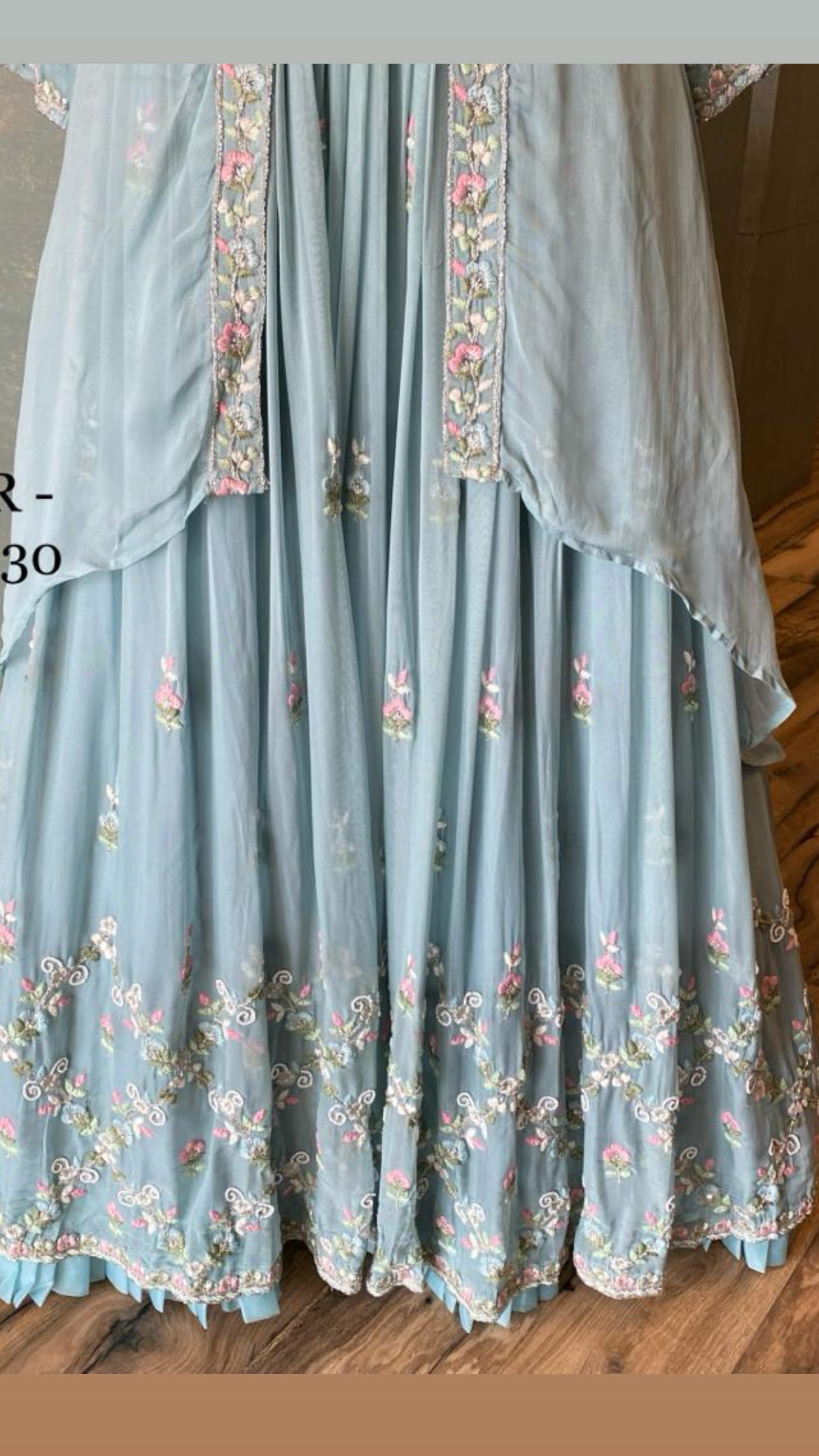 Blue sequence embroidered gown - Saffronfashionindia