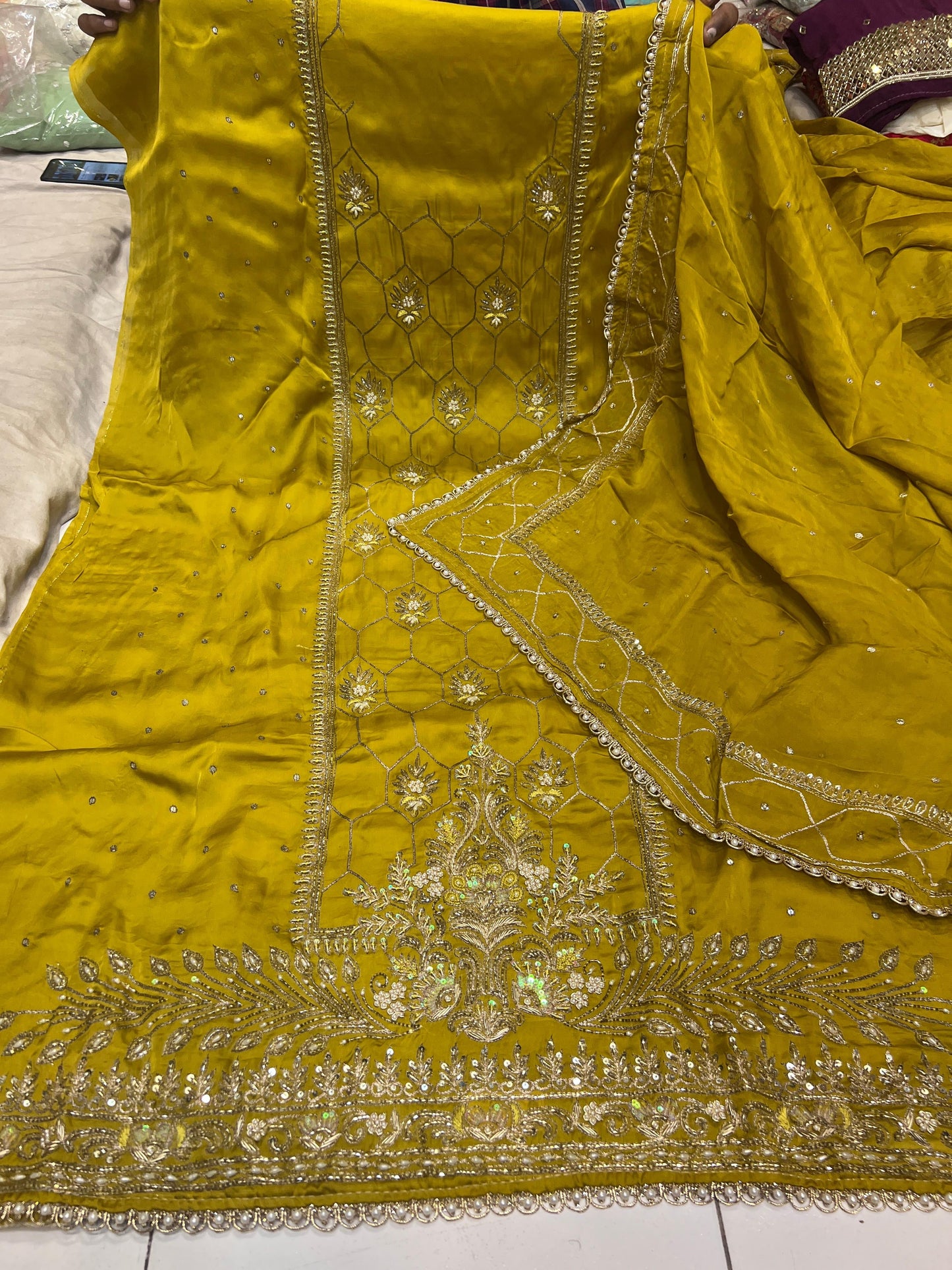 Satin silk organza saree embroidery saree Saffronfashionindia