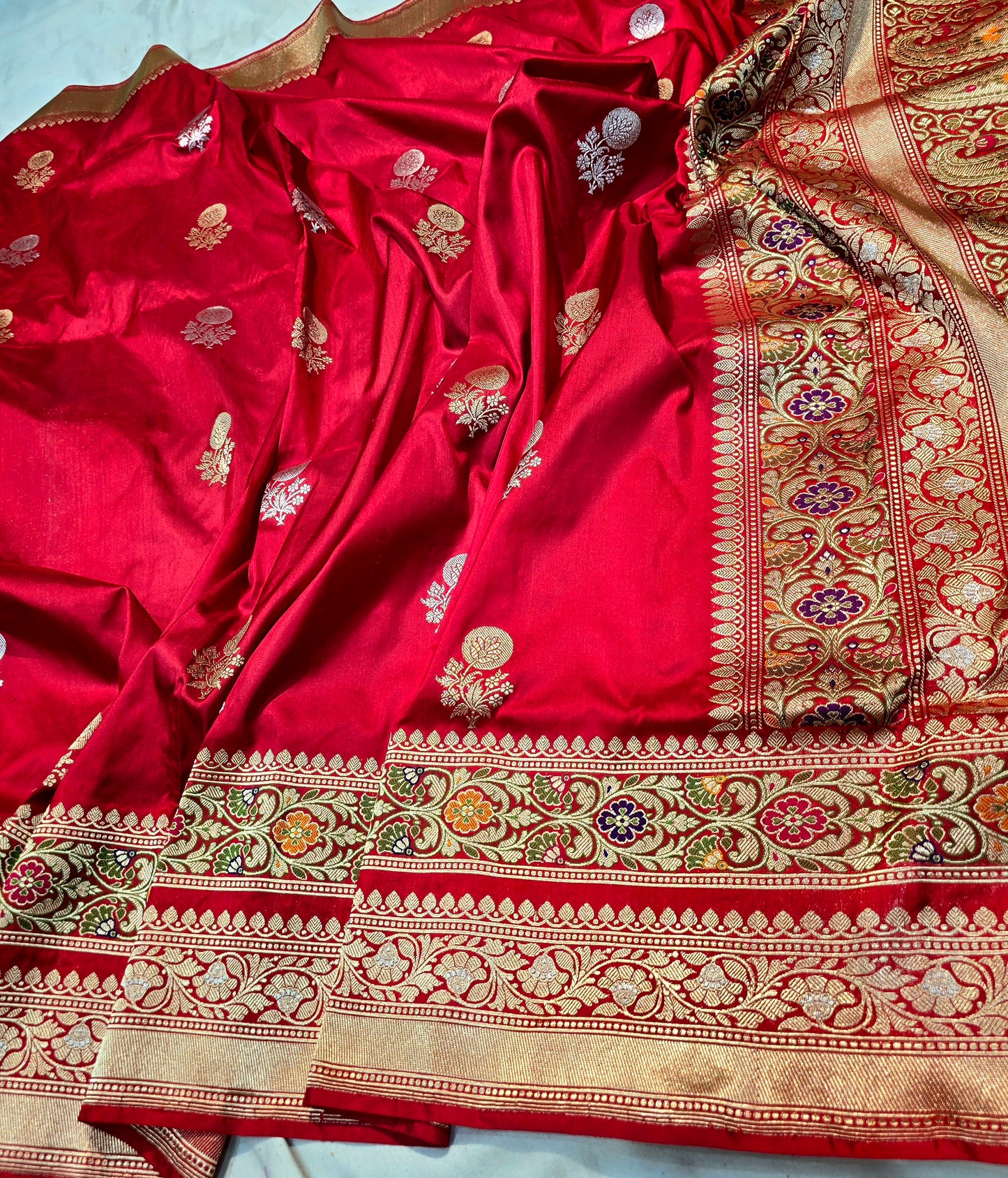 Red bridal saree Katan kadwa sarees Indian sari blouse SaffronFashion
