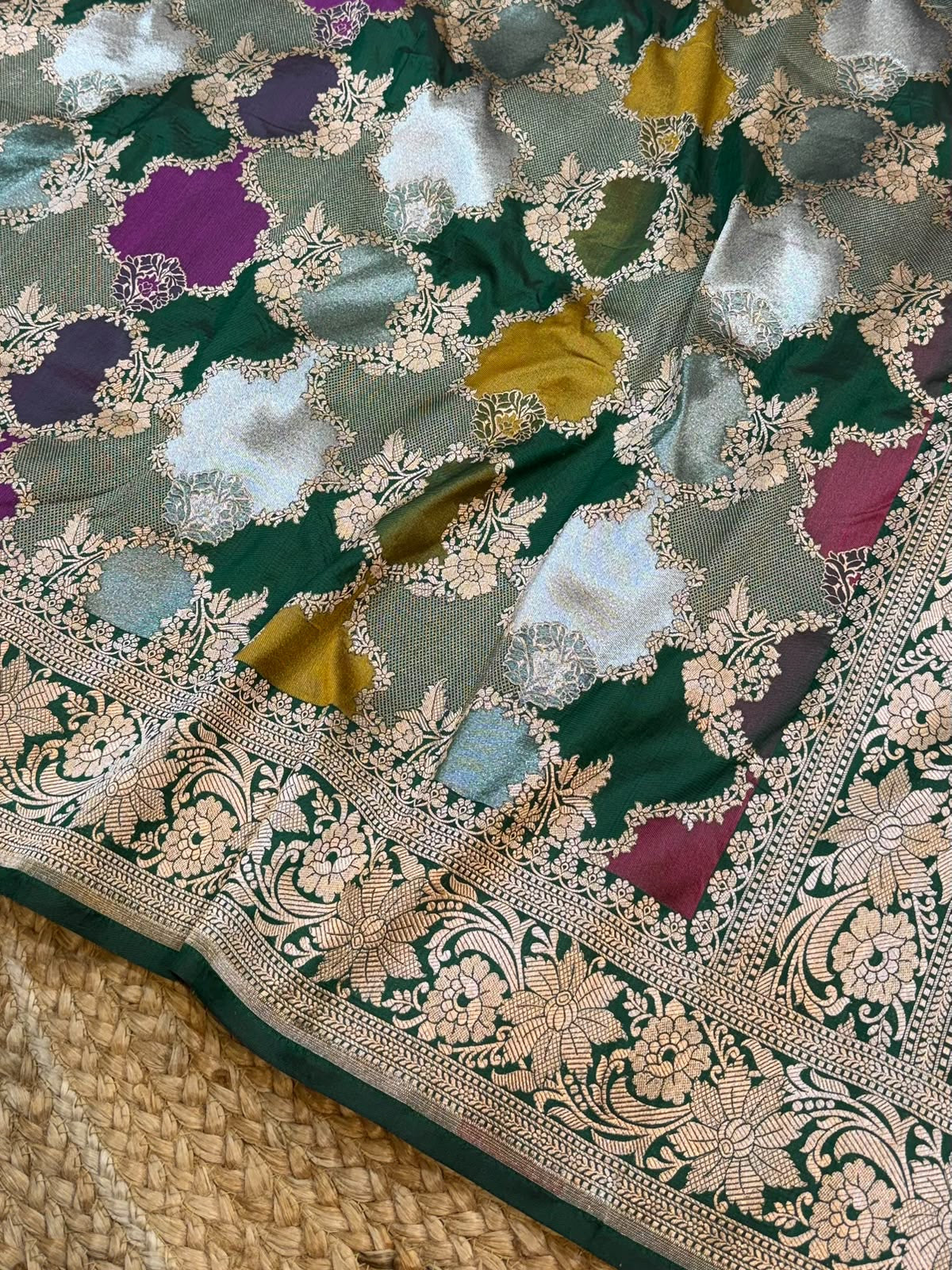 Woven katan pure silk saree rangkat silk saree Indian sari blouse Saffronfashionindia