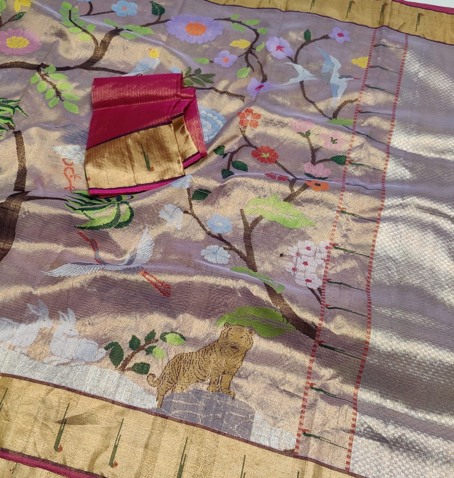 Double Tissue Zari Kota Saree Indian heritage sarees - Saffronfashionindia