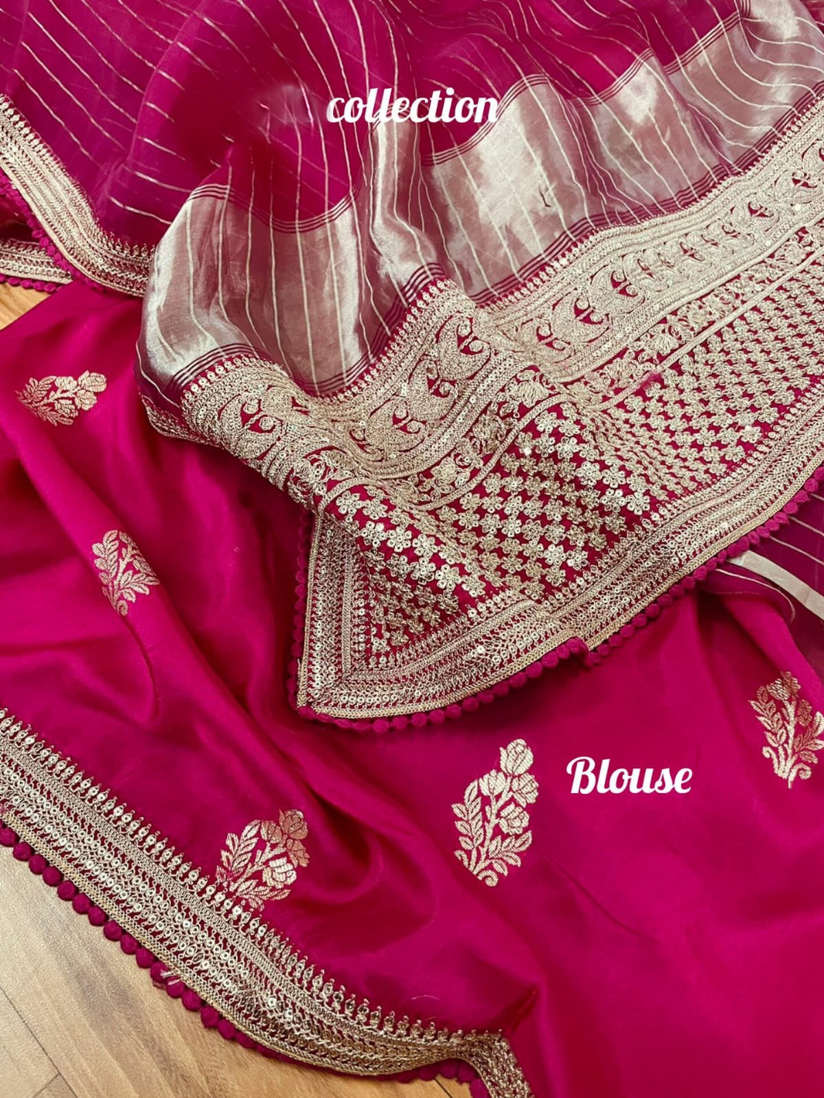 Weaved organza silk saree Zari saree women saree blouse - Saffronfashionindia