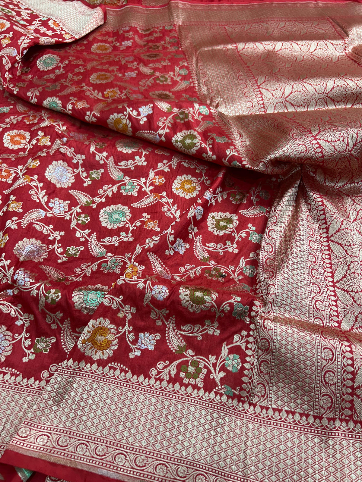Mahiva katan kadwa silk saree floral pattern saree women clothing pure silk saree with blouse Saffronfashionindia