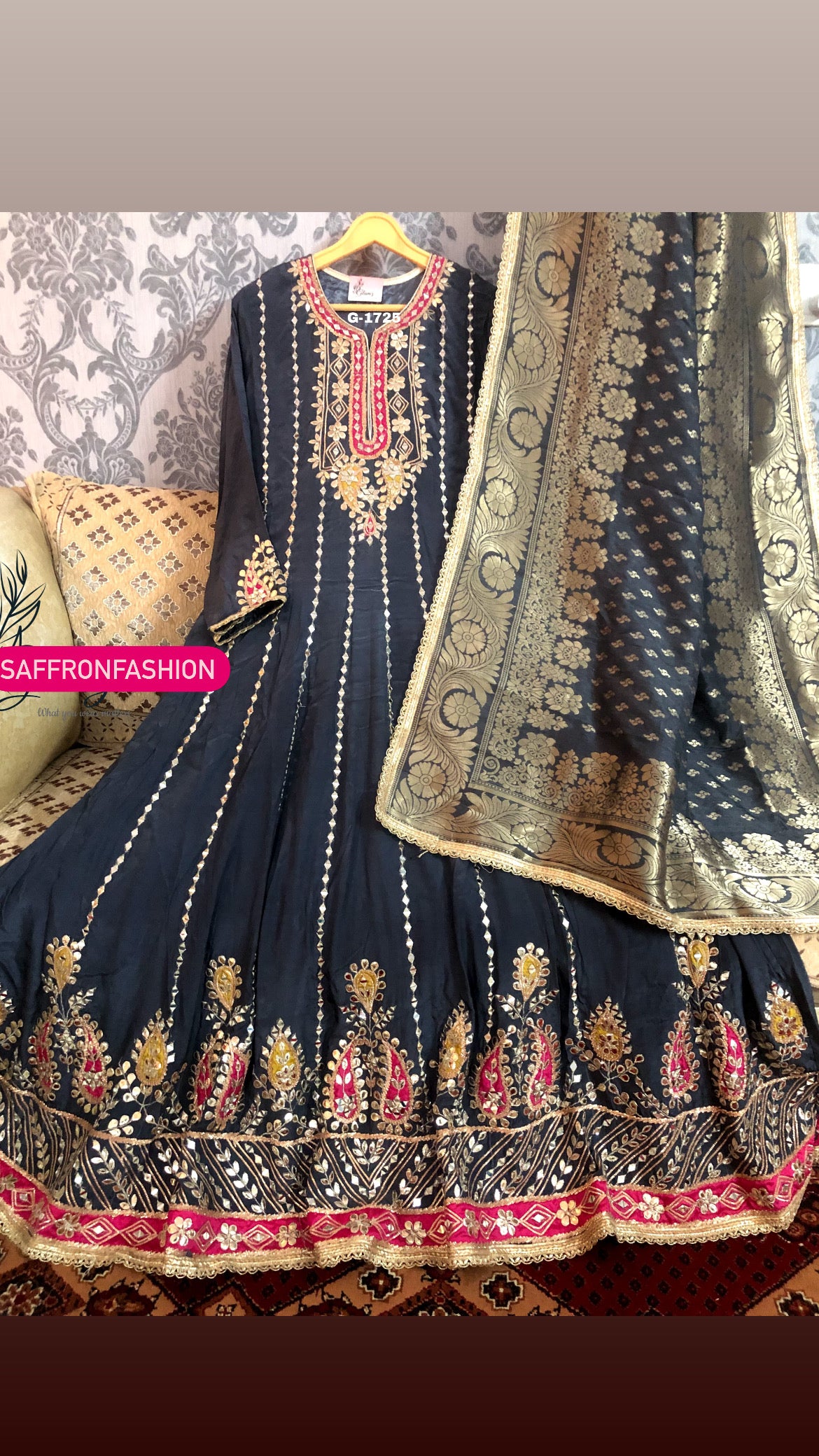 Leza Anarkali Dress Enbroidered dress Salwar suit - Saffronfashionindia