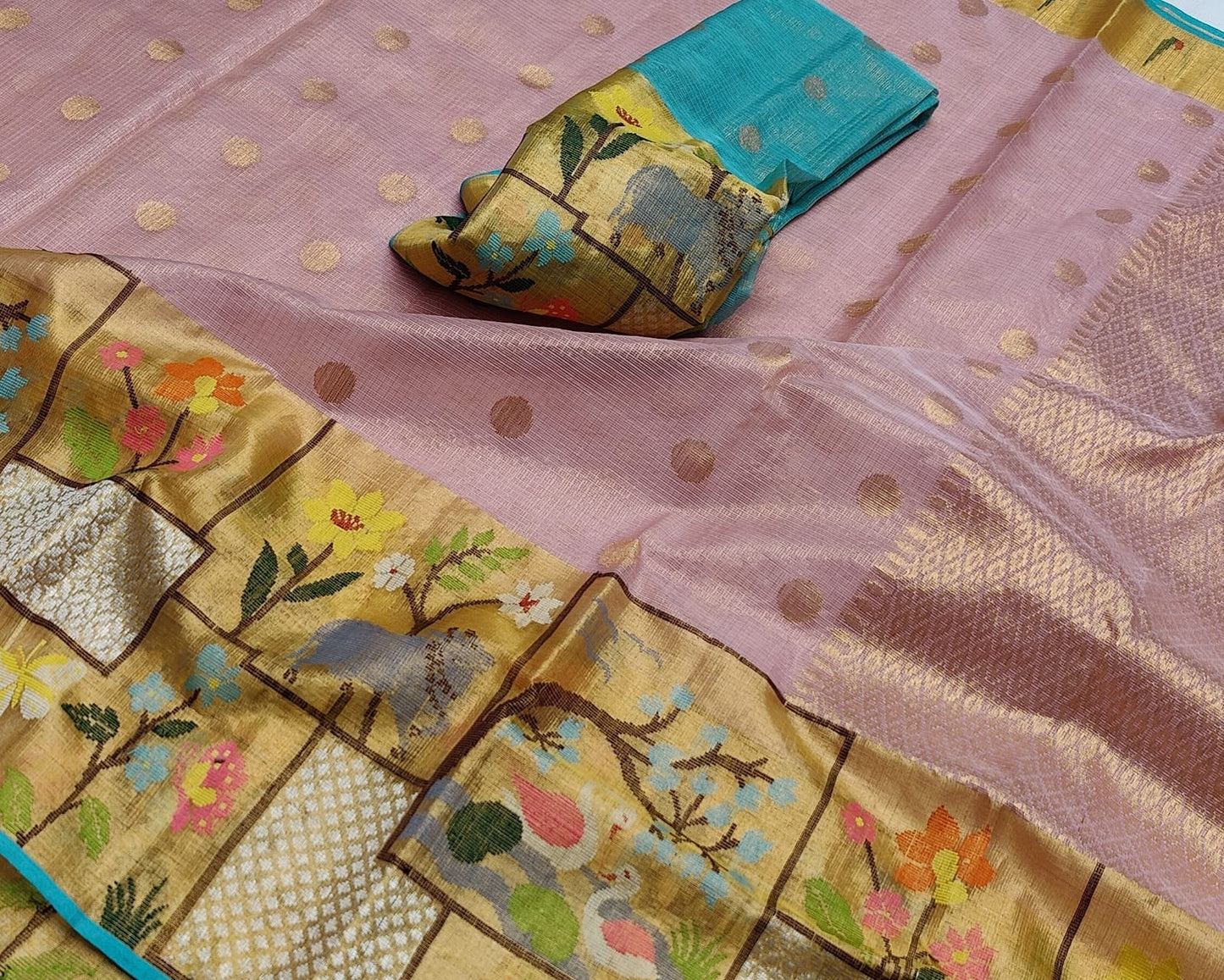 Kareeba tissue zari kota sarees traditional saree - Saffronfashionindia