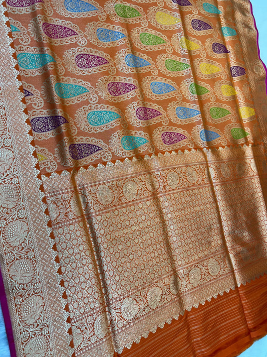 Exclusive ikatra saree khimkhab sarees blouse traditional Indian heritage sari blouse Saffronfashionindia