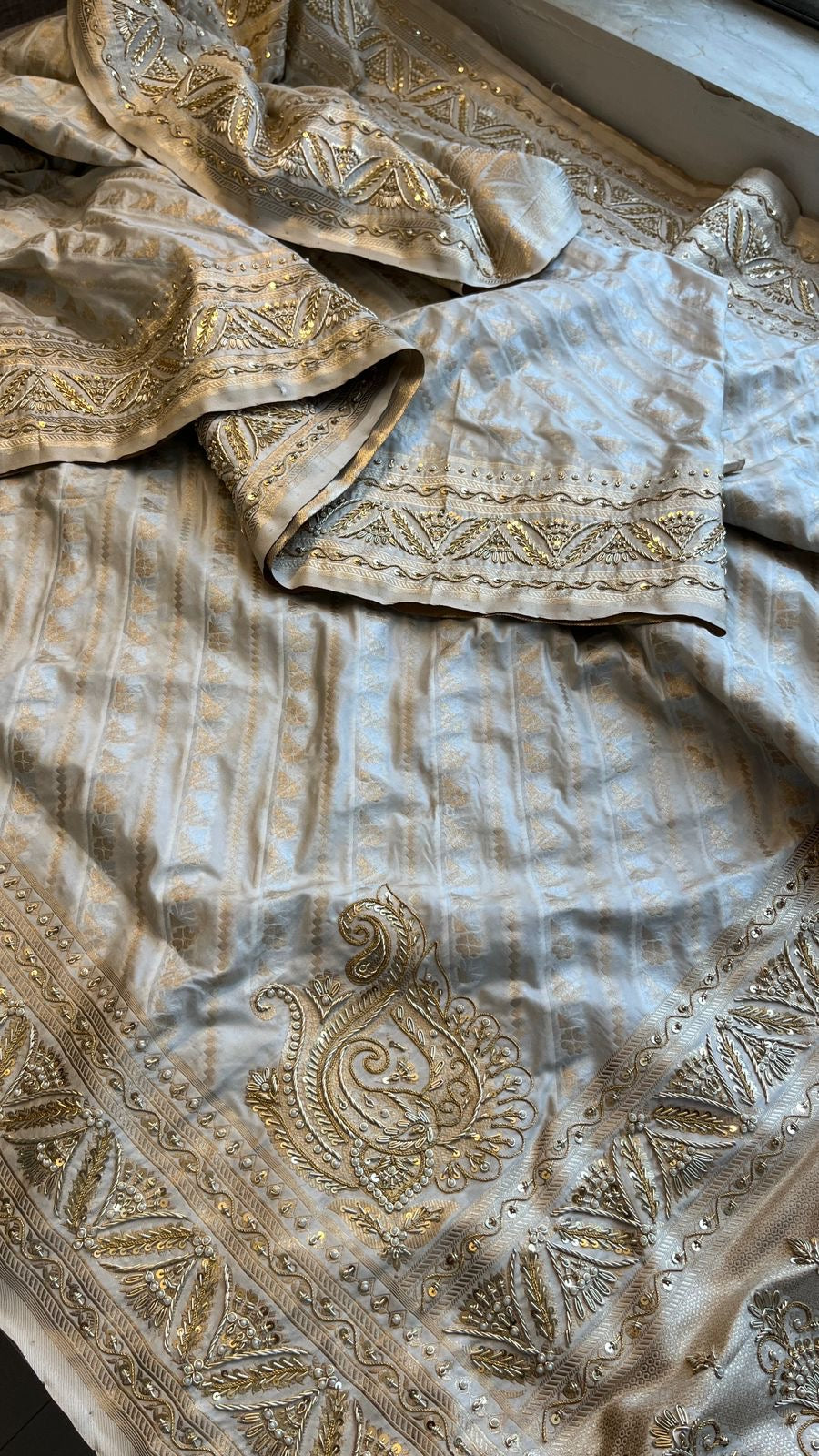 Navesha zardosi Katan silk saree Indian sarees SaffronFashion