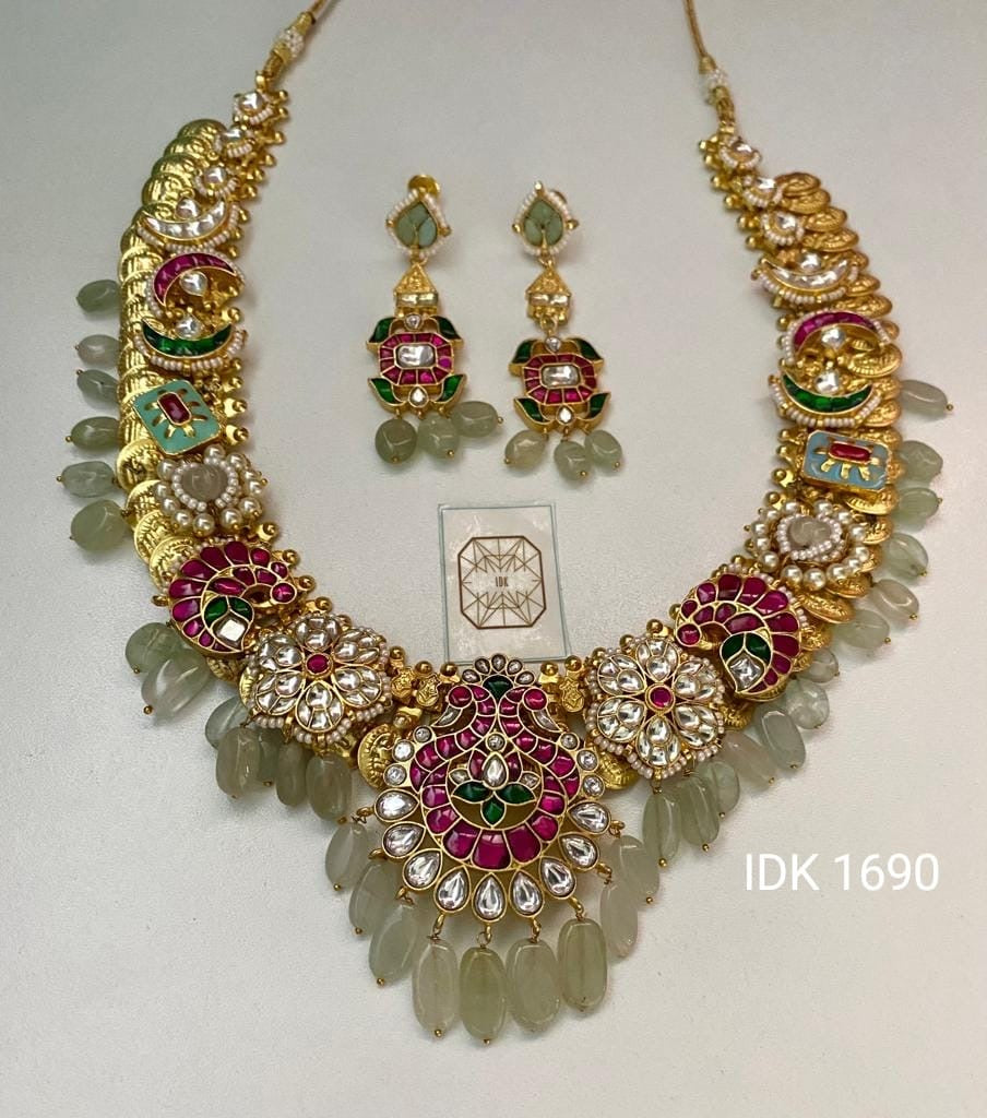 Rukmani kundan set Indian bridal set - Saffronfashionindia