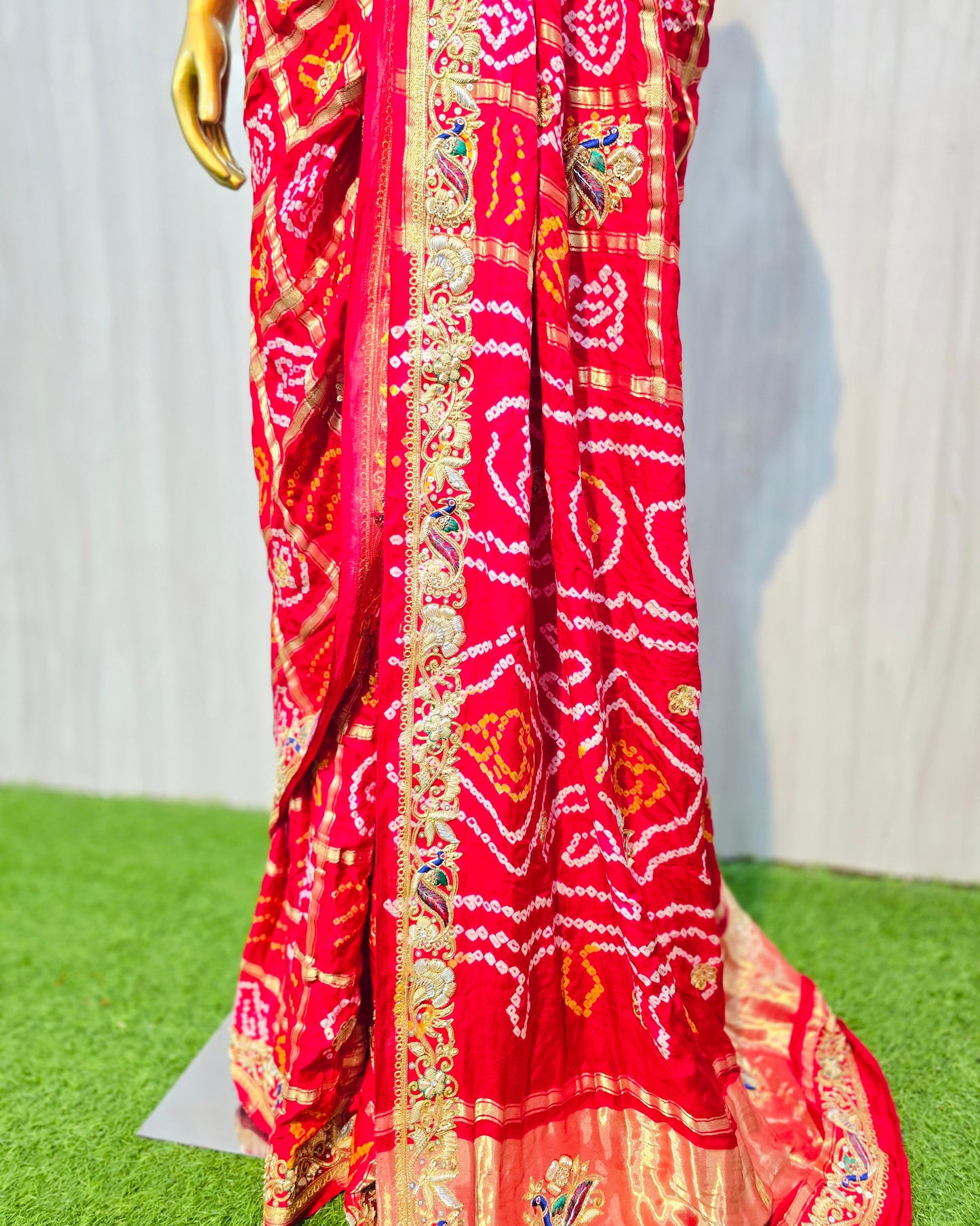 Red gharchola saree gajji silk sarees Indian traditional sari blouse SaffronFashion