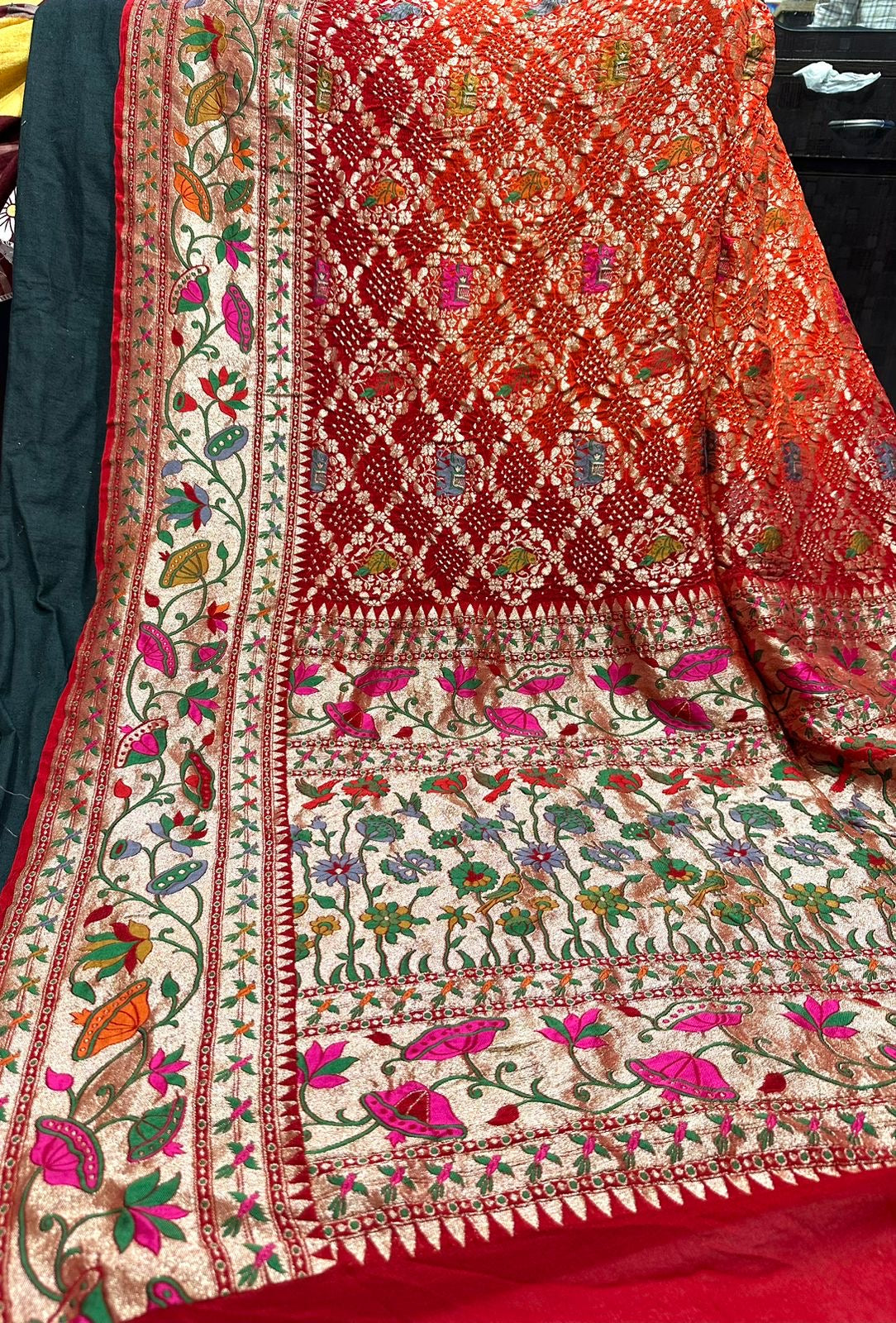 Bandhani saree Bandhej saree Indian traditional sari blouse SaffronFashion
