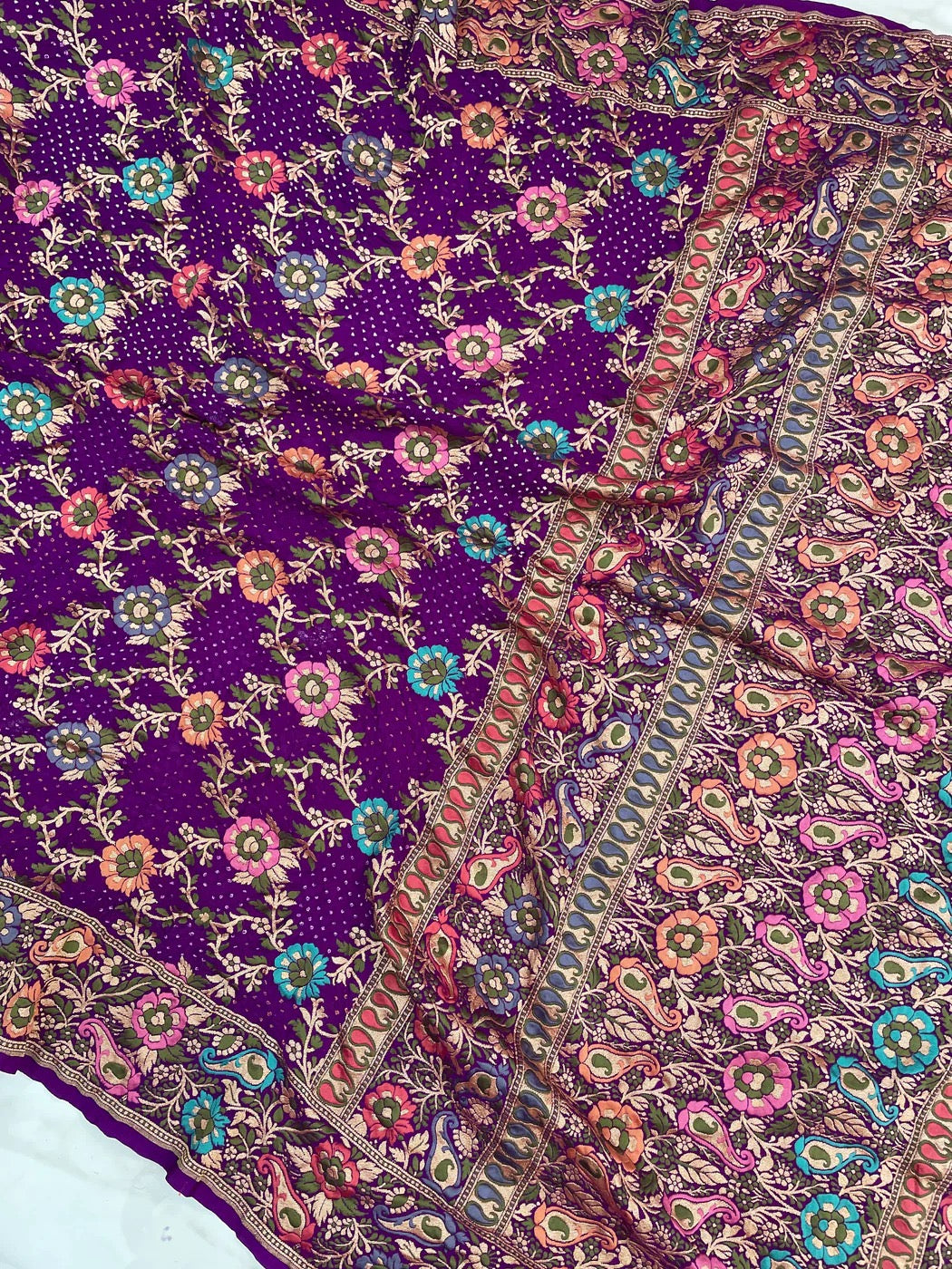 Rubani Gorgette dupatta Banarsi Bandhej dupatta - Saffronfashionindia