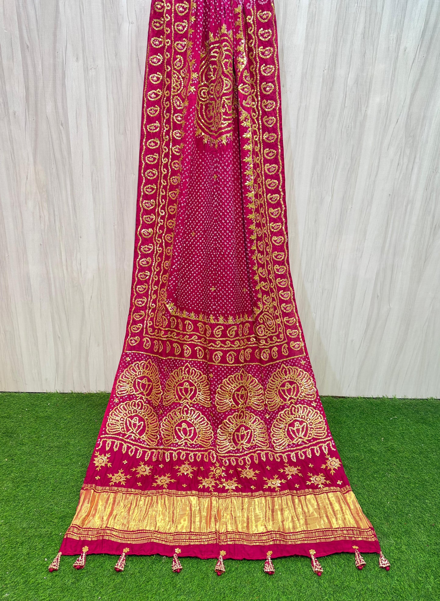 Rai Bandhani saree Gajji silk saree Indian traditional sari blouse SaffronFashion