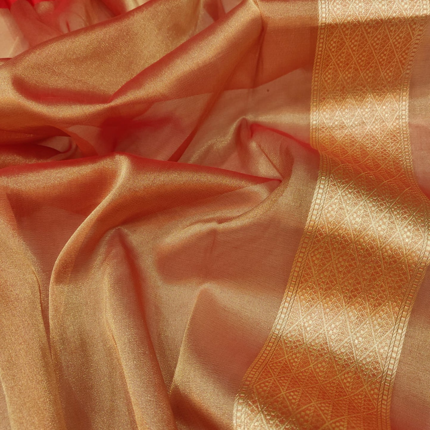 Laaju handwoven saree tissue saree blouse - Saffronfashionindia