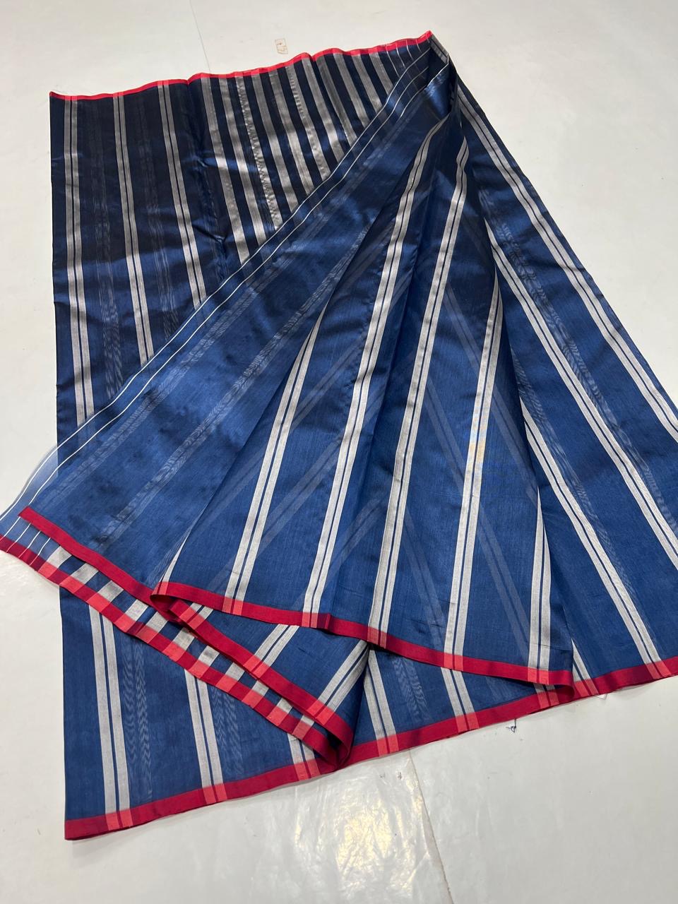Blue Chanderi Saree Trendy sari - Saffronfashionindia