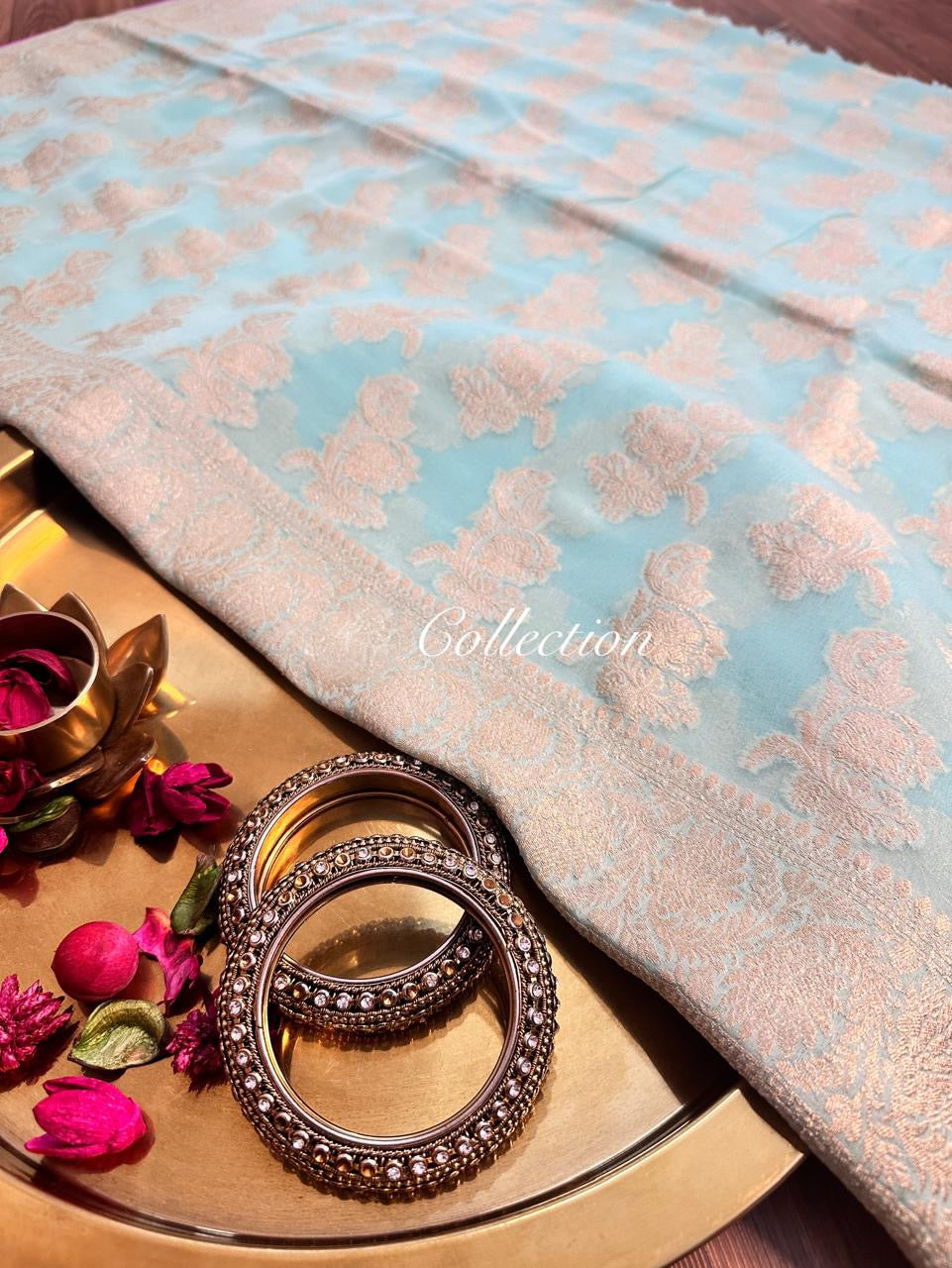 Itani khaddi Georgette saree handwoven sarees blouse SaffronFashion