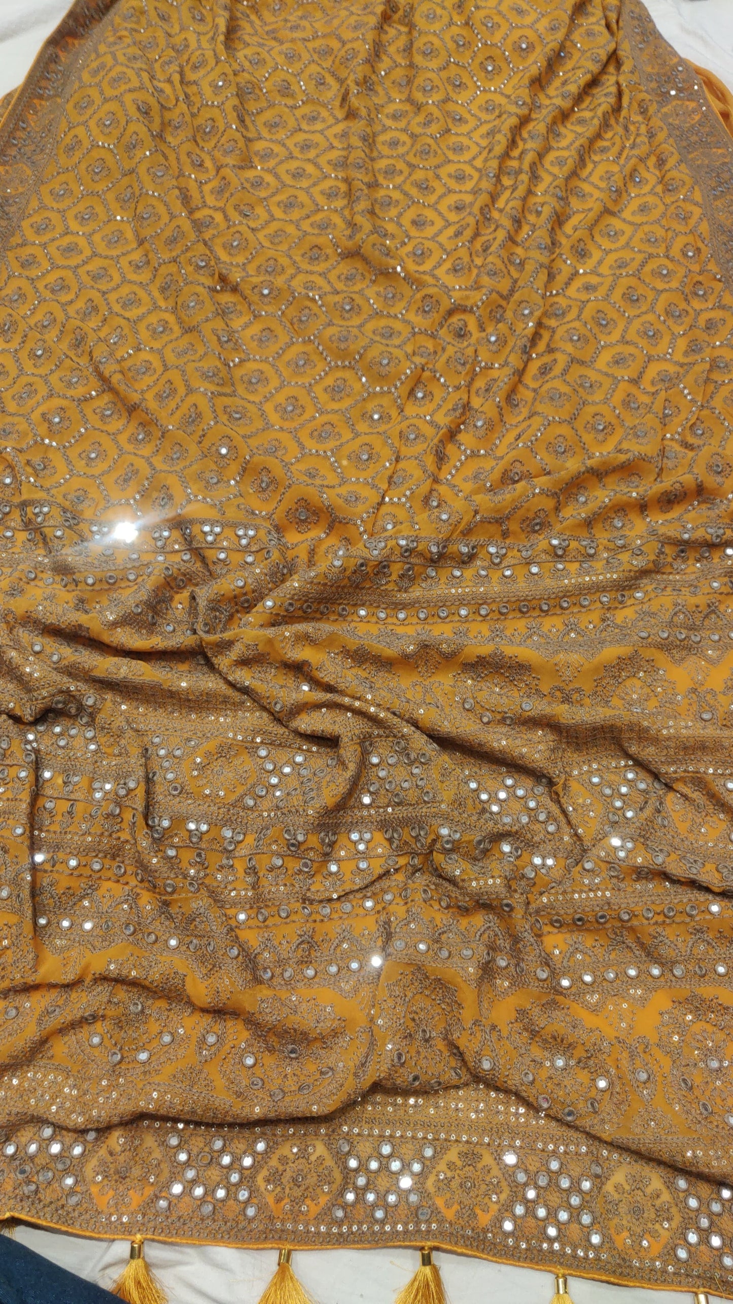 Suhashi Gorgette Chikankari Saree Women Saree - Saffronfashionindia