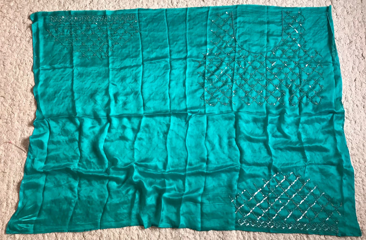 Turquoise Inspired Luxury Premium Saree - Saffronfashionindia