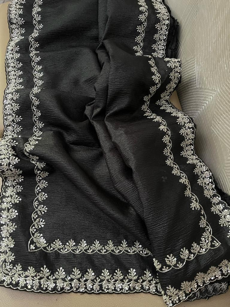 Ruhaani crushed tissue partywear sarees - Saffronfashionindia