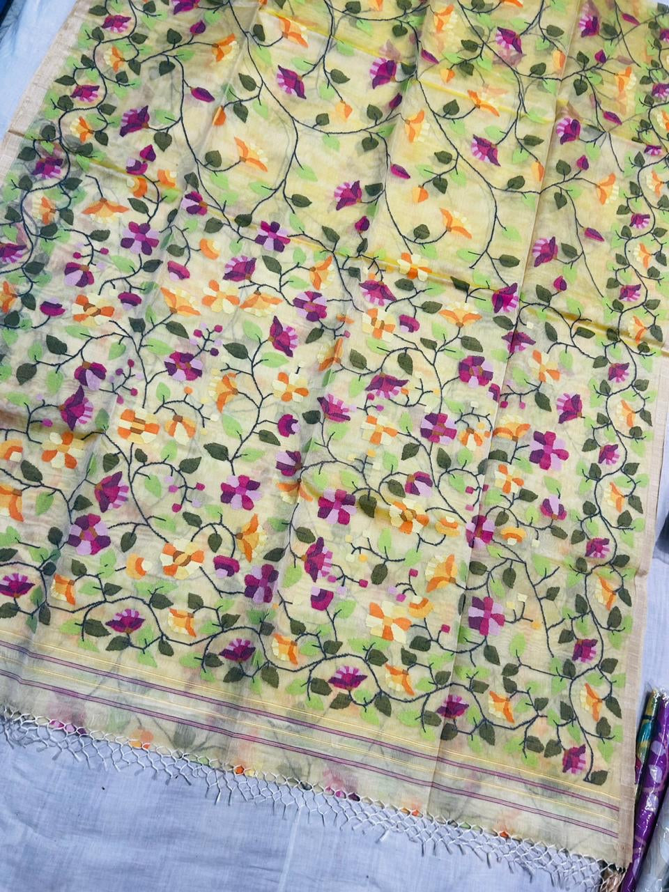 Kareeba Tantuj muslin jamdani saree - Saffronfashionindia