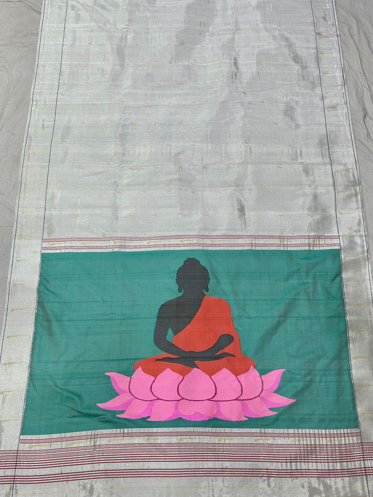 Buddha Inspired Paithani Saree Tissue Pure Silk Saree - Saffronfashionindia