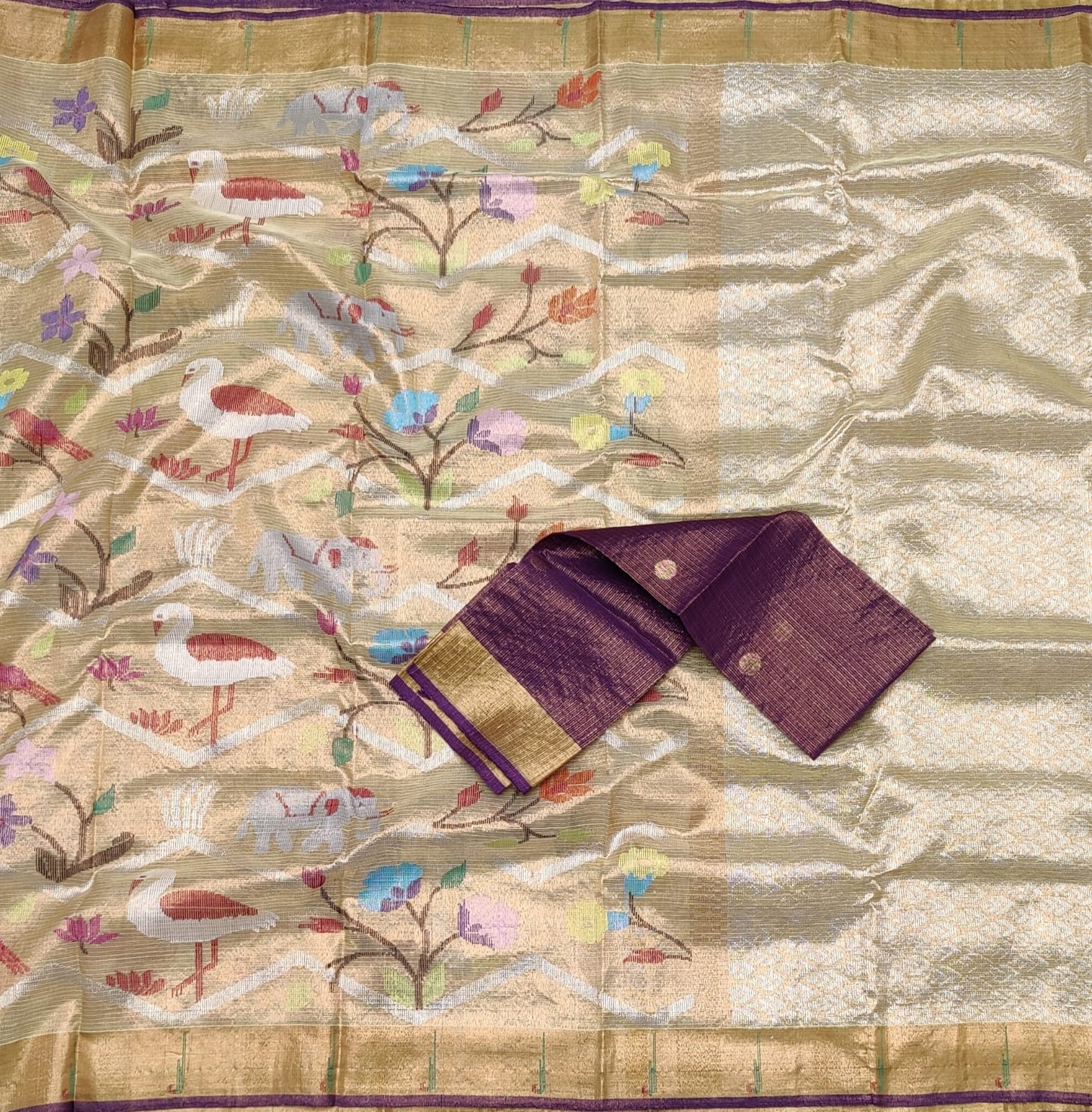 Vashita double tissue zari saree - Saffronfashionindia