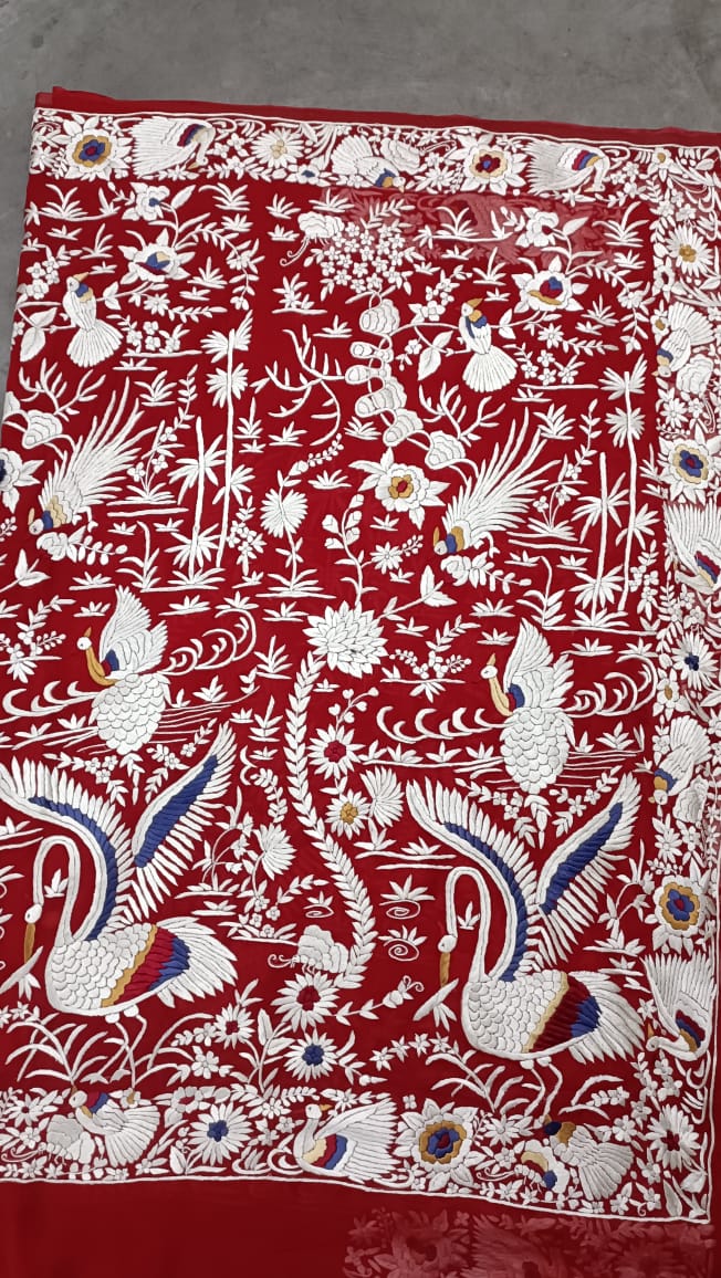 Rangbhari jubedha Parsi gara saree - Saffronfashionindia
