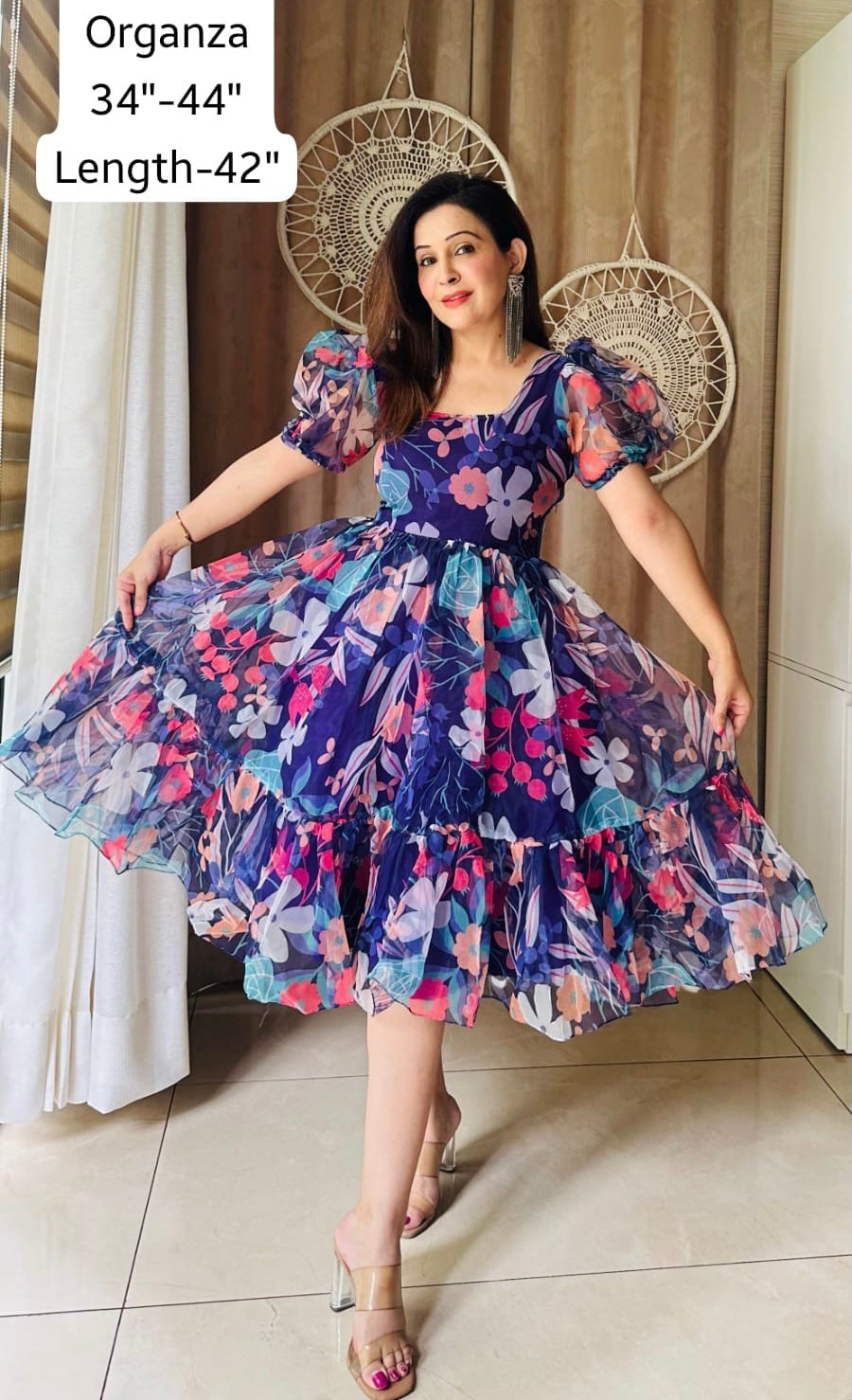 Royal floral dress partywear dress - Saffronfashionindia