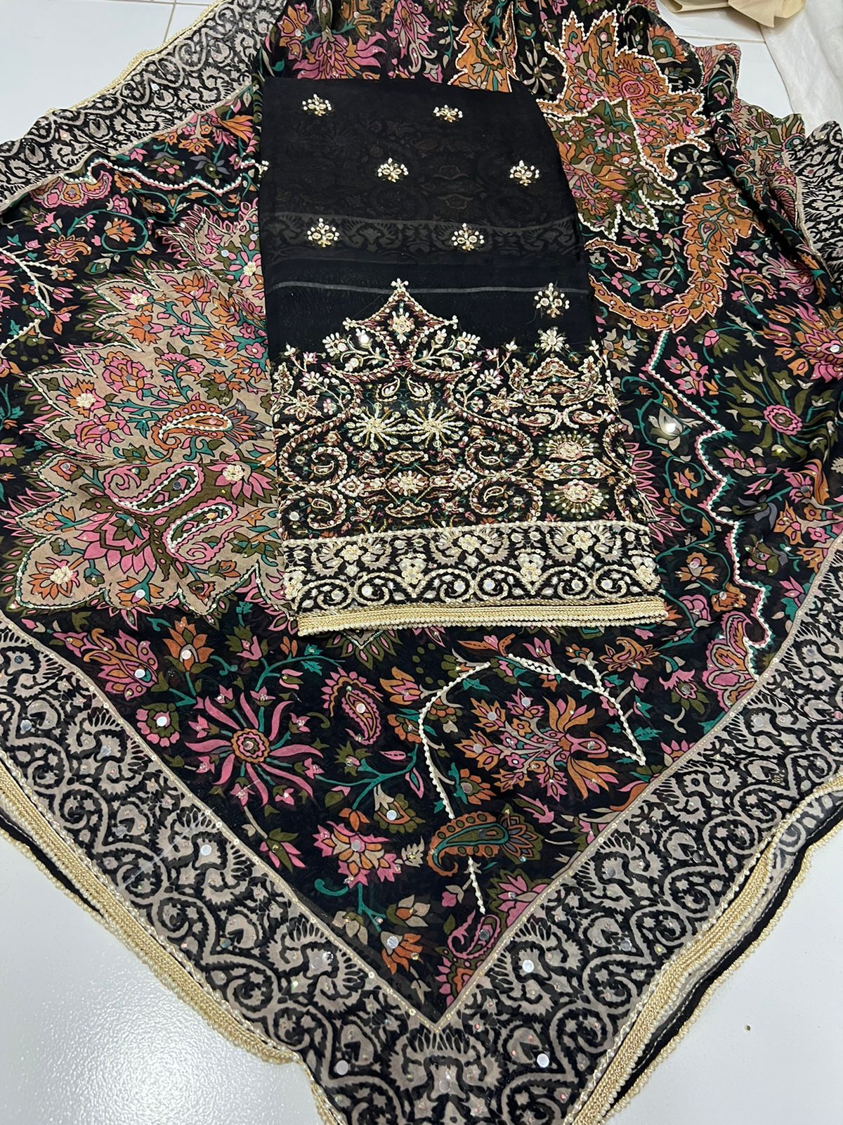 Stunning black organza women salwar suit - Saffronfashionindia