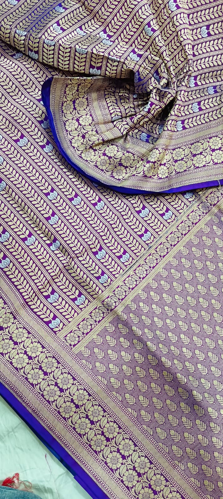 Zari weaved brocade Banarsi saree - Saffronfashionindia
