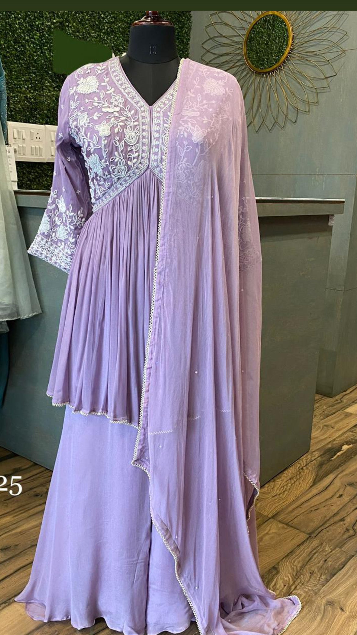 Lavender beautiful peplum kurta dress - Saffronfashionindia