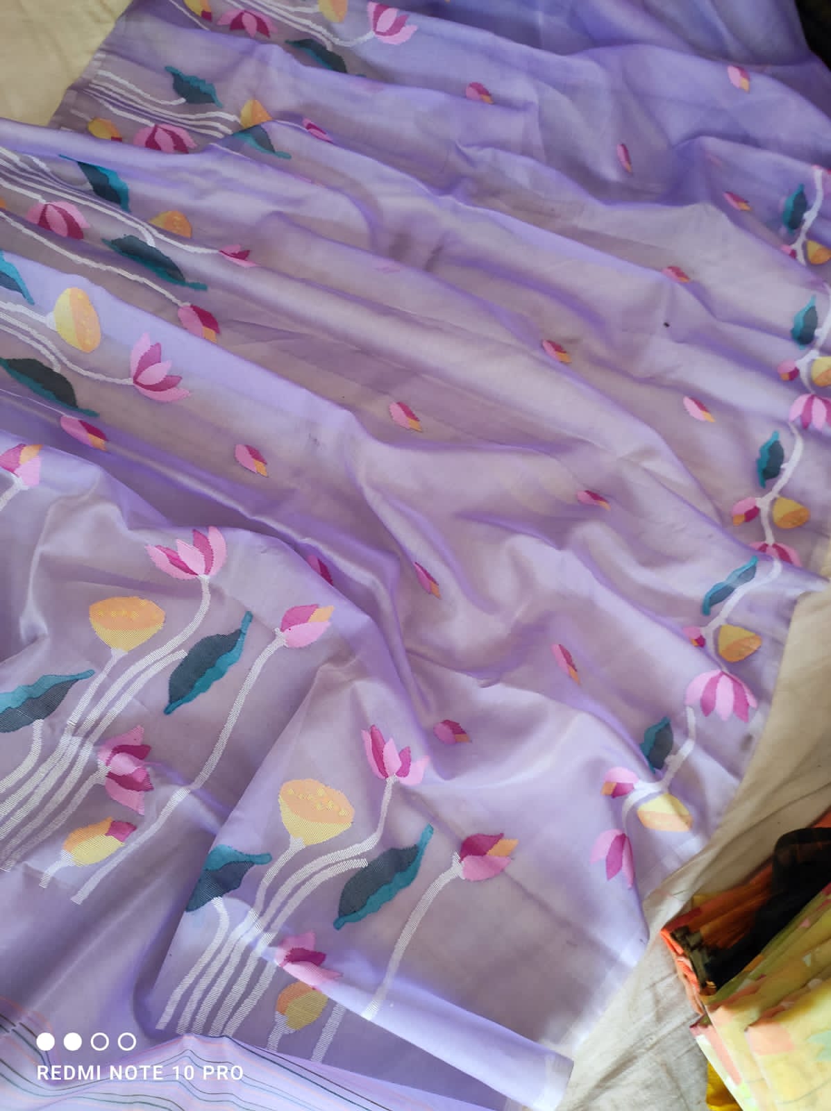 Lavender jamdani sari - Saffronfashionindia