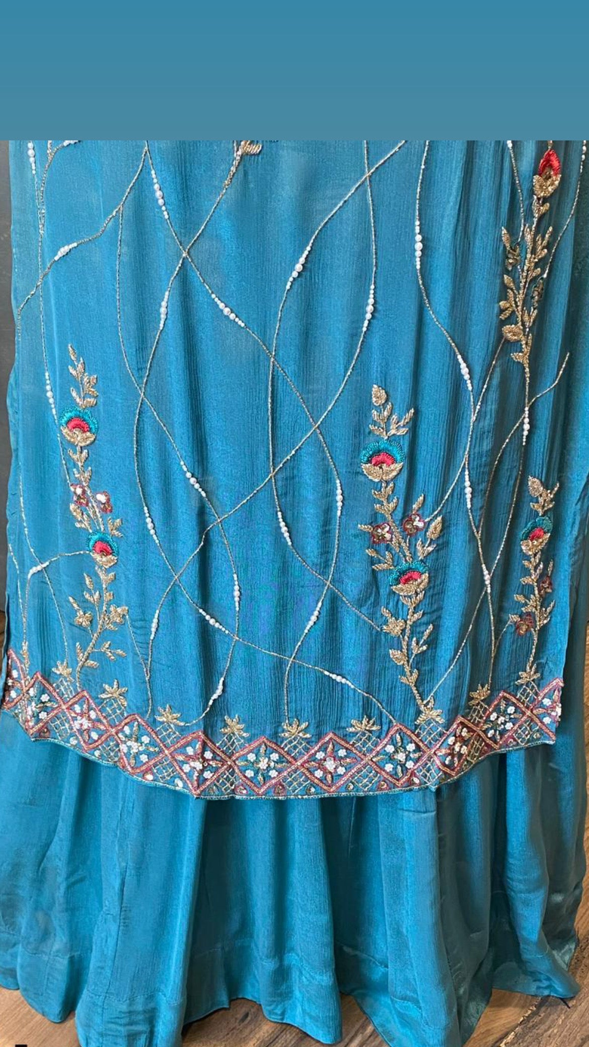 Shantani blue chinon kurta dress - Saffronfashionindia
