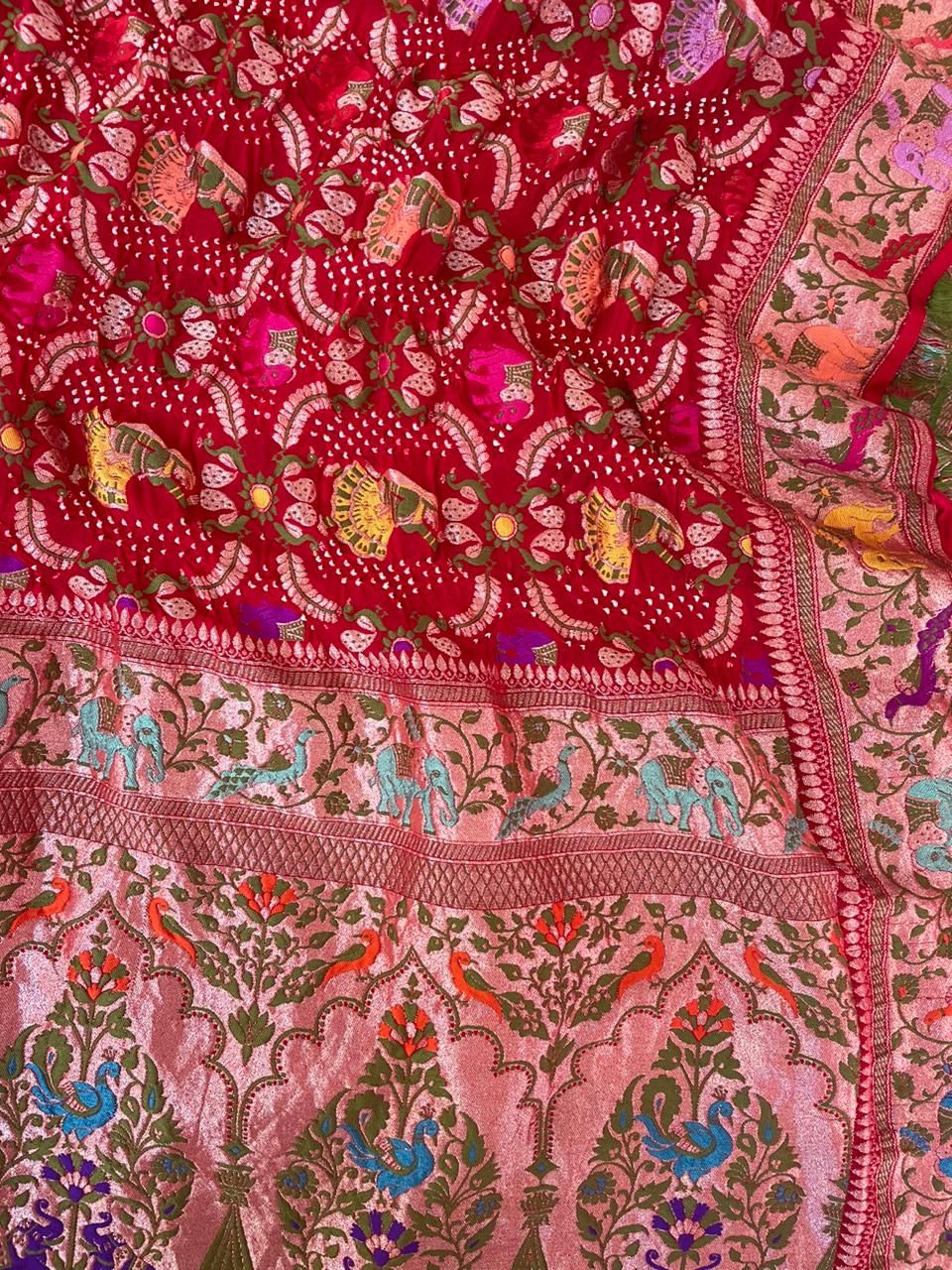 Lubisha gorgette Handloom dupatta - Saffronfashionindia