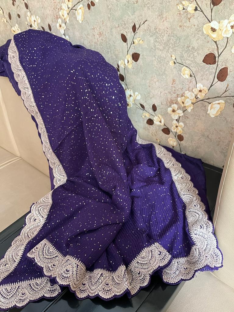 Sequence gorgette indian beautiful sarees - Saffronfashionindia
