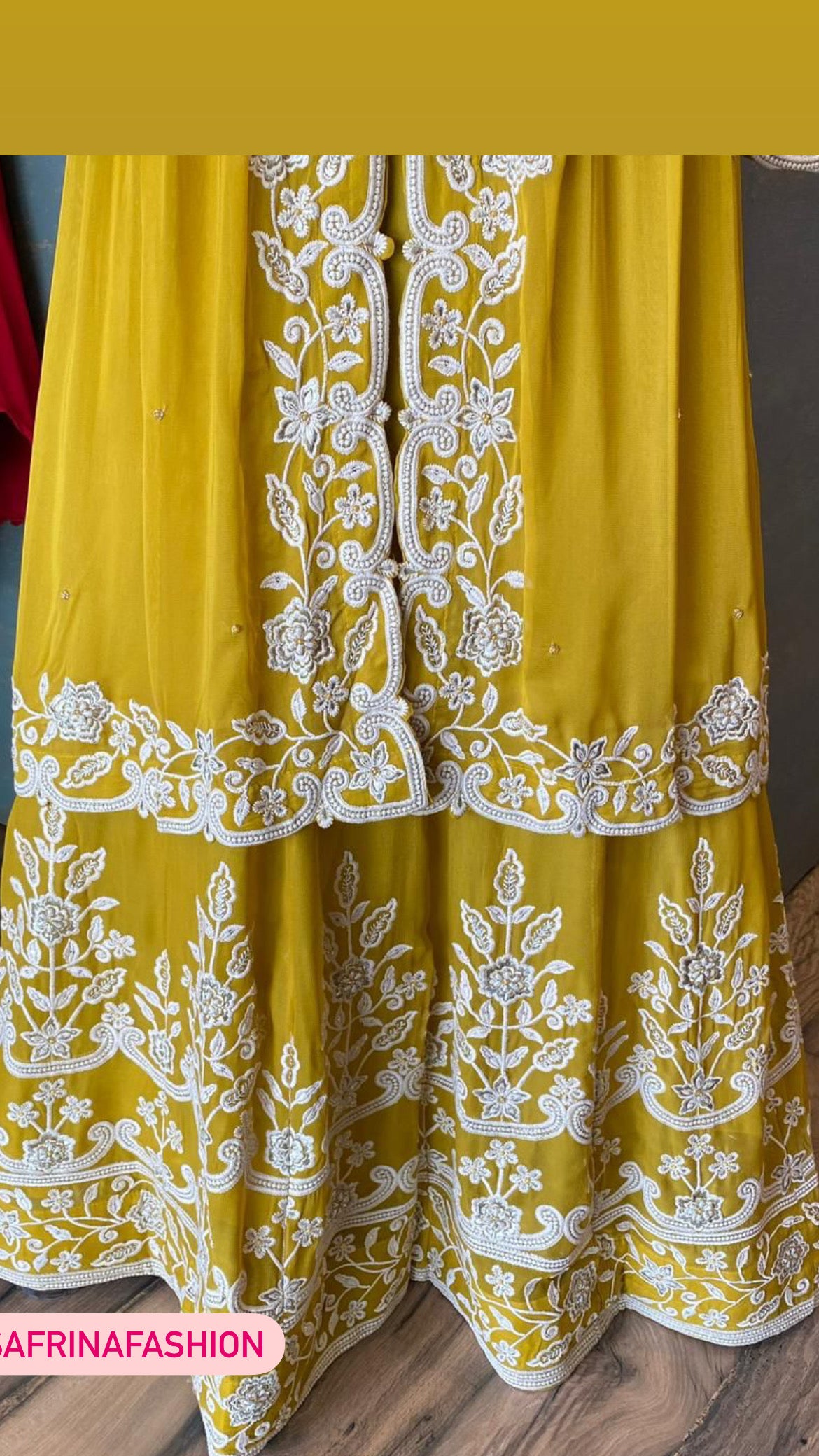 Mustard peplum styled kurta gharara dress - Saffronfashionindia