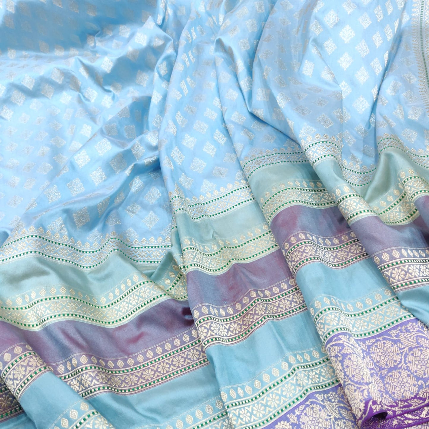 Lavika blue shaded Katan silk saree - Saffronfashionindia
