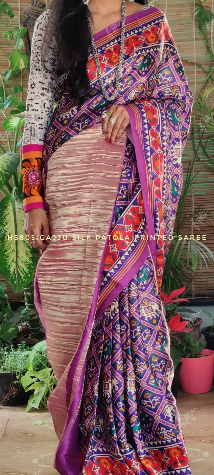 Purplish lavender gajji silk saree - Saffronfashionindia